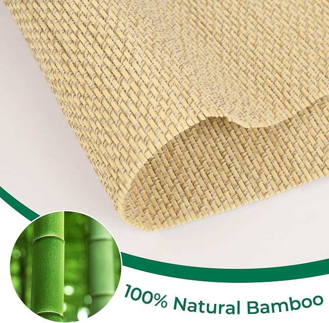 Allesin zen No Drill Cordless Bamboo Roman Shades, Light Filtering 35" W x 64" H, Beige