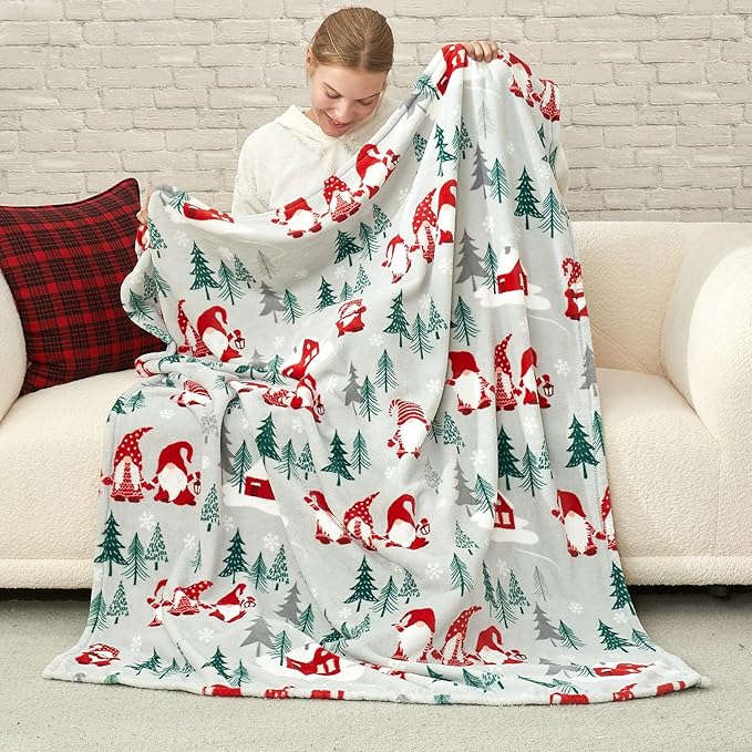 Cozy Bliss Gnome Throw Blanket Christmas Blanket Warm Plush Throw Blankets,Ultra Soft Cozy Throw Blankets for Couch,Sofa and Bed (Xmas Gnome Family,50"x60")