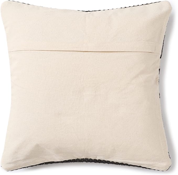 REDEARTH Handmade Boho Throw Pillow Covers - Bohemian Chic Farmhouse Style - Accent Woven Indoor and Outdoor Pillow Cushion Cases for Couch - Bed - Chair - Sofa - Benches – Set of 2-18"x18" - Black