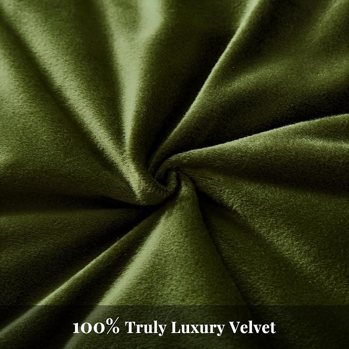 WARMDERN Olive Green Flannel Velvet Duvet Cover Queen Size Duvet Cover Bedding Sets, 3pcs Ultra Soft Luxury Textured Modern Crystal Velvet Duvet Covers with Zipper Closure(Olive Green, Queen)