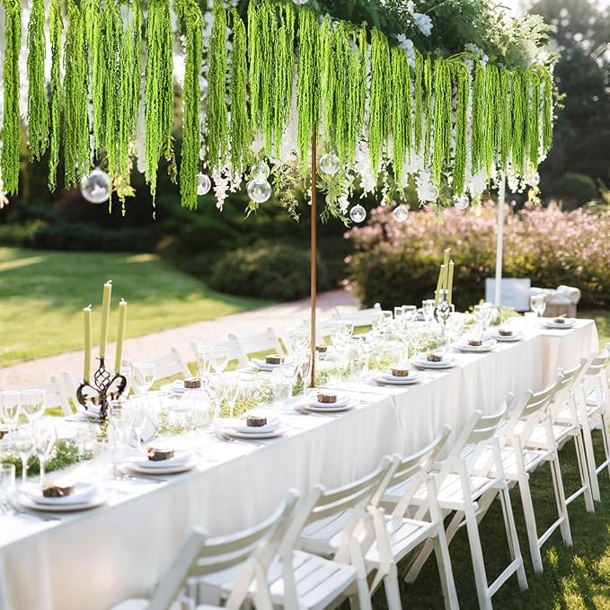 Suncalla 12 Pcs Green Spring Natural Dried Amaranthus Hanging Flowers Amaranthus Artificial Flowers for Wedding Arch Bouquet Floral Garland Wall Home Decoration (23 Inch)