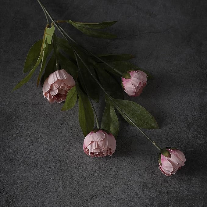 VIERENA 6 Pcs Faux Silk Peony Artificial Flowers for Vase -27", Bulk Fake Peonies Branches with Stems for DIY Bouquet Centerpieces Wedding Fillers Arrangements Shower Decorations (Blush Pink)