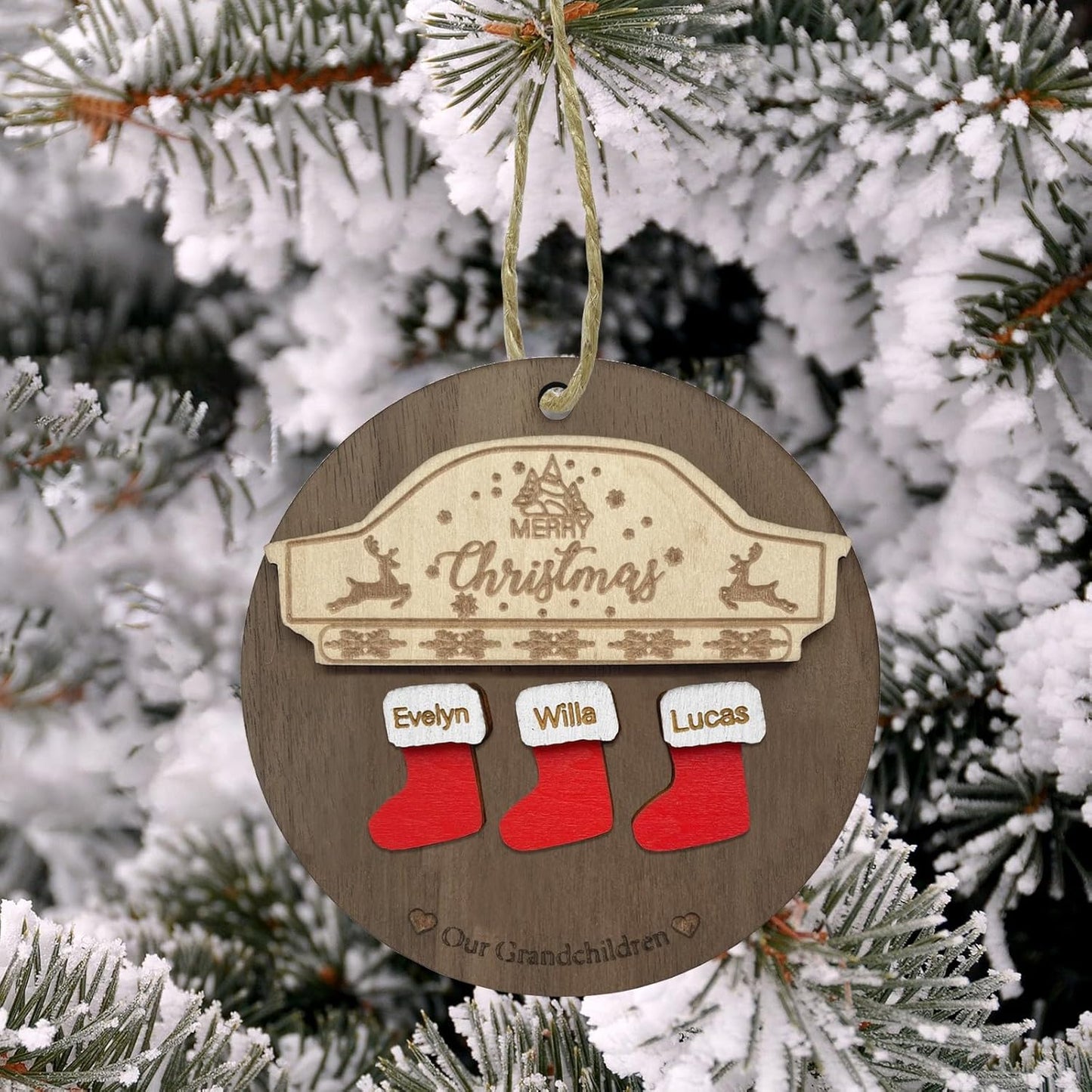 2025 Christmas Ornaments Personalized Christmas Family Name Ornaments,Custom Stocking Wooden Xmas Ornament Family of 2/3/4/5/6/7/8,Customized Xmas Ornament Tree Deorations,Personalized Gifts
