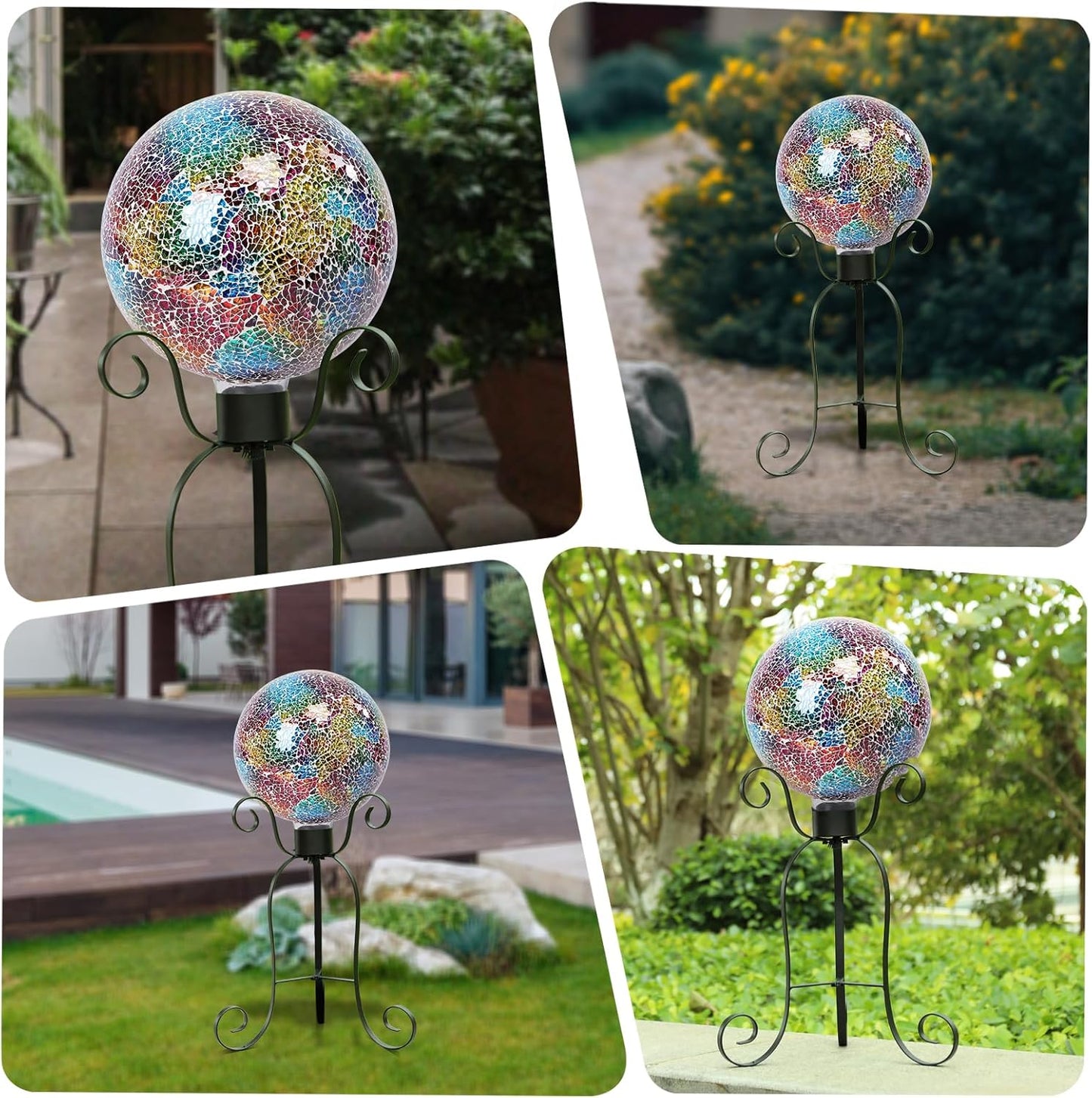 VCUTEKA Gazing Ball, 8" Glass Gazing Balls Sphere for Garden Lawn Outdoor Ornament Yard Decorative