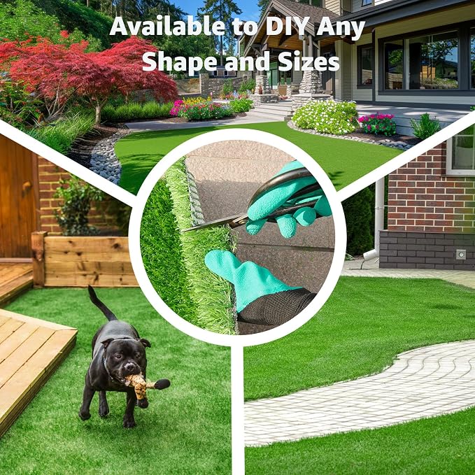 Artificial Grass Outdoor Indoor, 3.2ft x 6.5ft Fake Grass Realistic Synthetic Astro Turf Rug with Drainage Holes for Patio Garden Lawn Landscape Balcony Decoration
