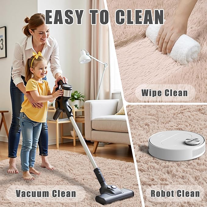 6x9 Area Rug for Living Room:Ultra Soft Fluffy Shag Beige Rugs,Large Fuzzy Plush Indoor Non Slip Carpet Washable Rug for Bedroom Kids Nursery Office Dorm Modern Decor(Beige 6'x9')