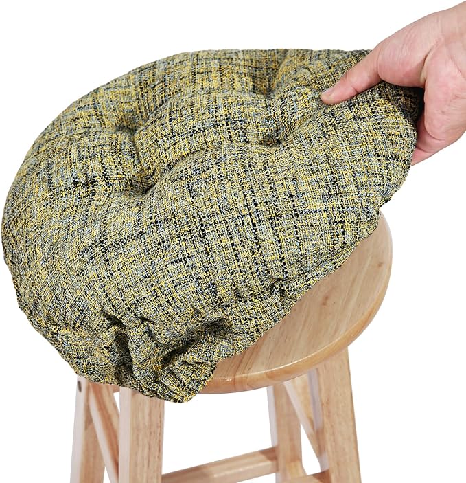 SINOSSO Modern Bar Stool Cushion Dia.13, Fashion Interweaving Design Anti-Skid Silicone Round Stool Seat Cushion Cover Padded (Yellow, M,1)