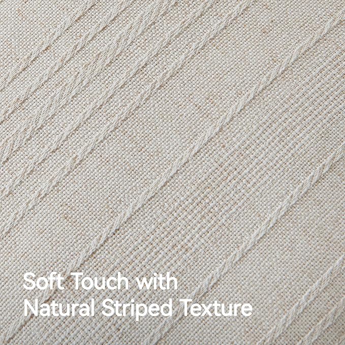 a moment Linen Pillow Covers Set of 2,Boho Farmhouse Throw Pillowcases Neutral Textured Decorative Covers for Couch Sofa,Linen Blend Accent Case Cushion Living Room Home Decor 26"x26" Ivory