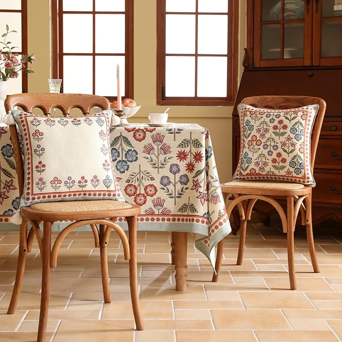 bilin gaier Designer Square Throw Pillow Covers,18"x18" Set of 2-Lohi B | Vintage Elegant Pillow Cover,Concealed Zipper Design,Colorful Floral Pattern,Sofas,Bedroom,Living Room,Lounge Chairs