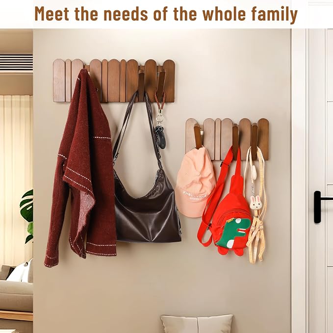 Wooden Coat Rack for Wall: Modern Piano 4 Hooks Wall Mounted Heavy Duty for Small Spaces Entryway Hallway Bathroom for Hanging Jacket Towel Backpack