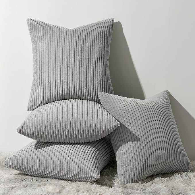 Topfinel Decorative Throw Pillow Covers Cushion Cases, Set of 4 Soft Velvet Modern Double-Sided Designs, Mix and Match for Home Decor, Pillow Inserts Not Included (22x22 inch, Grey)