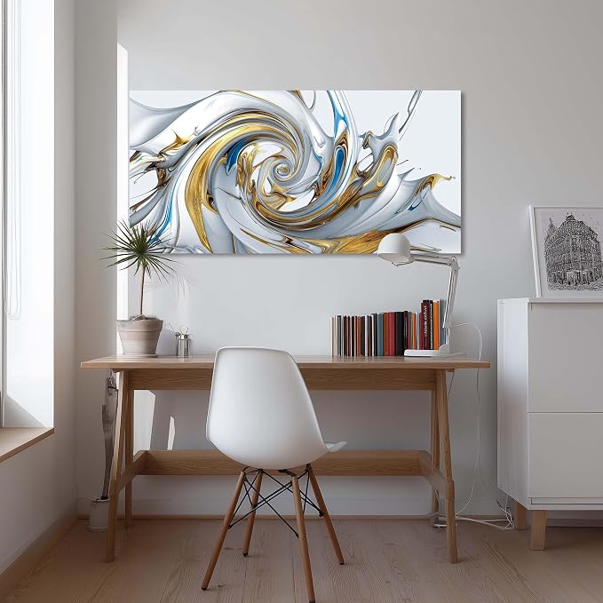 Ggaafet Gold Abstract Wall Art for Bedroom Canvas Painting Prints Beautiful Liquid Vortex Art Deco Modern Artwork Office Family Room Decor