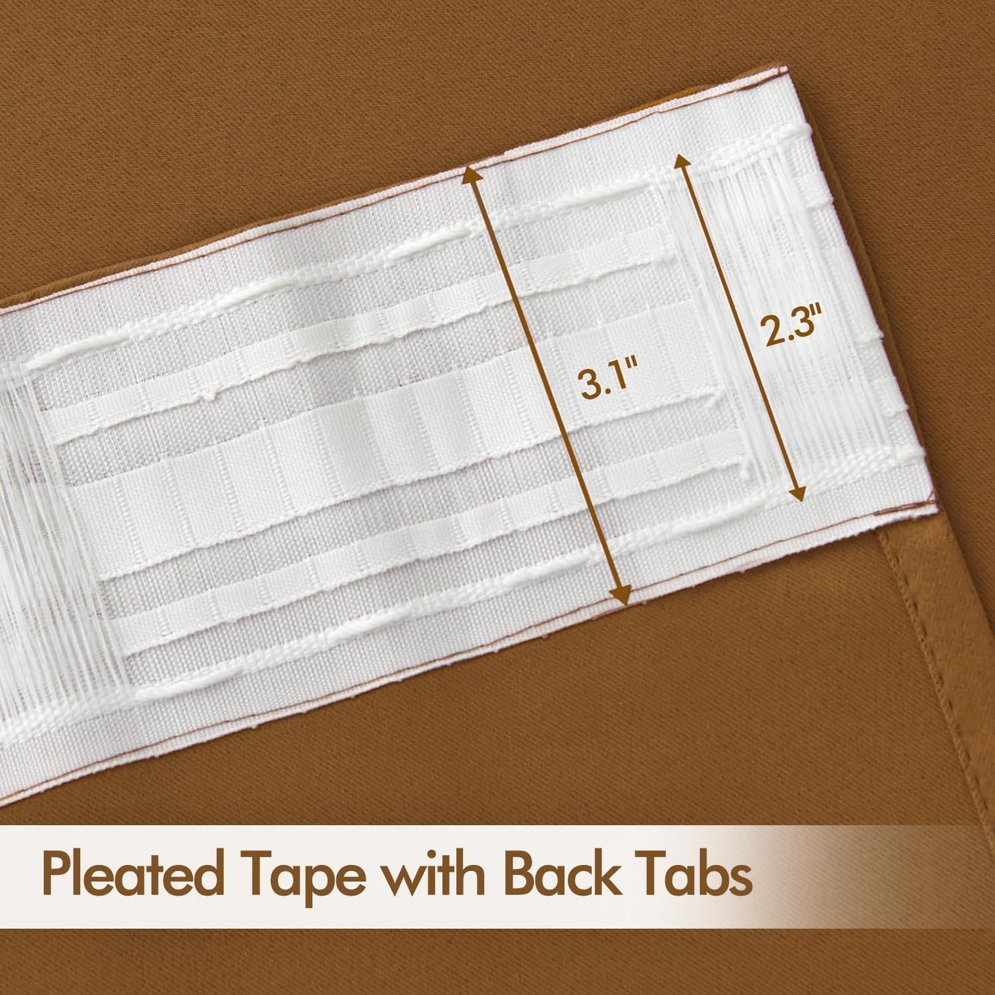 MIULEE Golden Brown Back Tab Blackout Curtains 90 Inches Long 2 Panels Set for Living Room Bedroom Privacy, Rod Pocket/Pinch Pleat Thermal Insulated Room Darkening Pleated Light Blocking Drapes