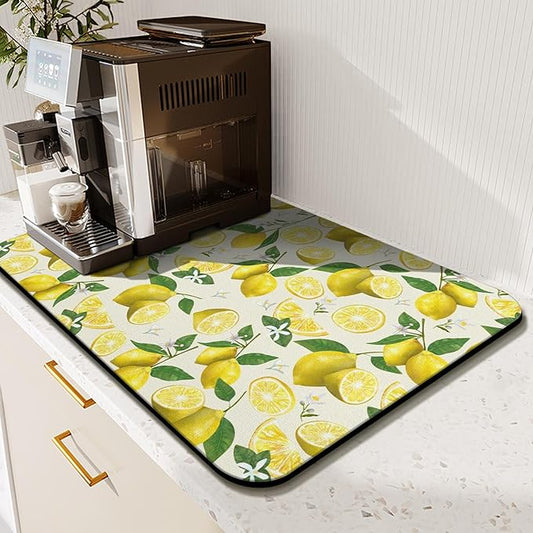 Fun Coffee Mat 19inx12in,Coffee Bar Mat for Countertops,Absorbent Hide Stain Anti-Slip Coffee Bar Accessories Fit Under Coffee Machine Mat,dish Drying Mats for Kitchen