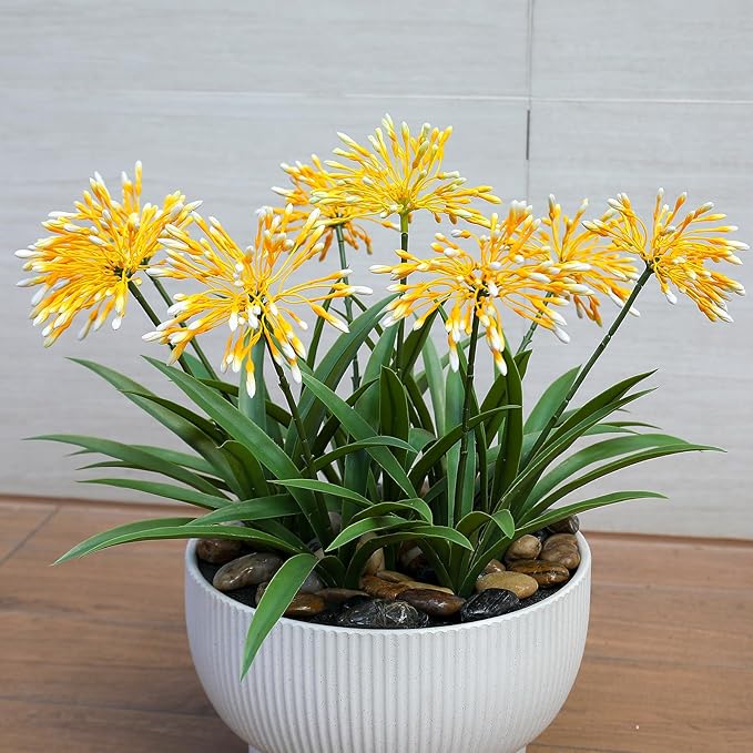 Fake Plants Outdoor with Flowers Artificial Large Plastic Faux Flower 8 Bundles 18.9 in Spring Summer Decoration for Patio Front Porch Platers Decor Outside