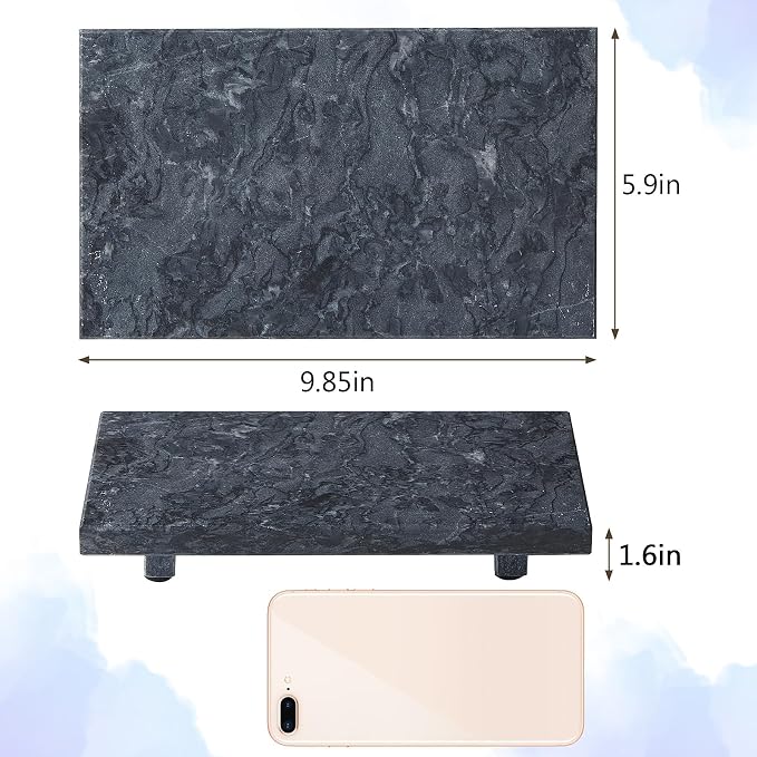 Natural Marble Tray Pedestal Stand – Soap & Jewelry Riser for Bathroom Counter, Kitchen Sink, Vanity Organizer, Decorative Stone Catchall for Perfume, Candles