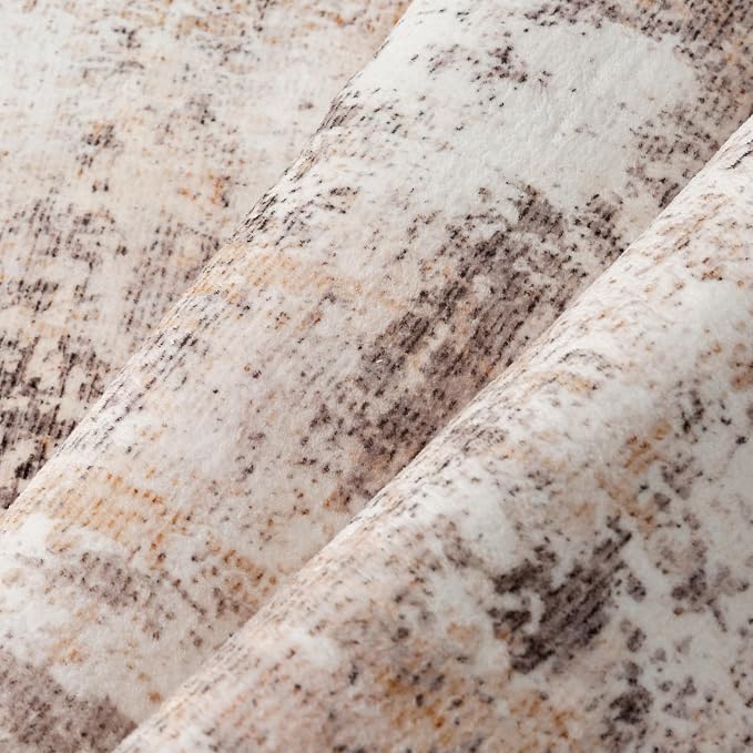 5x7 Washable Area Rug Beige Grey Abstract Non Slip Soft Medium Pile Rug for Living Room Bedroom Dining Room Office Neutral Modern Indoor Throw Carpet for Home Decor
