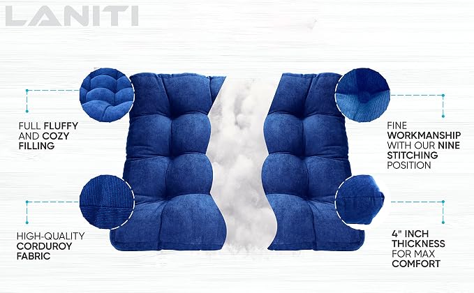 LANITI 24” Inch Extra Large Floor Cushions Tufted Floor Pillow for Adults Square Meditation Ultimate Comfort Oversized Pillows for Floor Cushion (White)