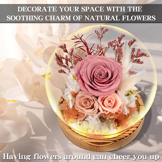 Flowers, Roses Gift - Fresh Flowers Bouquet & Preserved Roses, Rose Arrangement That Lasts Forever – Birthday Gift for Women, Mother’s Day & Christmas-Dusty Rose