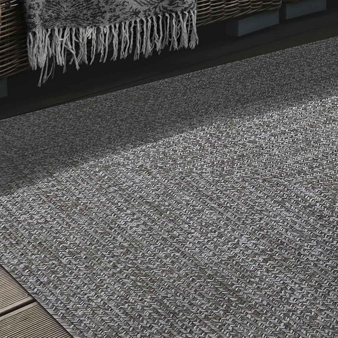 Superior Large Indoor/Outdoor Area Rug, Multi-Tone Reversible Braided Floor Decor for Patio, Front Porch, Entryway, Living Room, Office, Nursery, Artistic Home, 3' x 5', Canvas-White