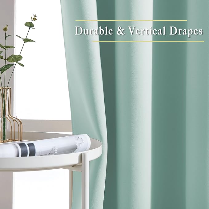 NICETOWN Blackout Curtain Panels 72 - Window Treatment Energy Saving Thermal Insulated Solid Grommet Blackout Drapes for Living Room (1 Pair, 52 by 72 inches, Aqua Blue)