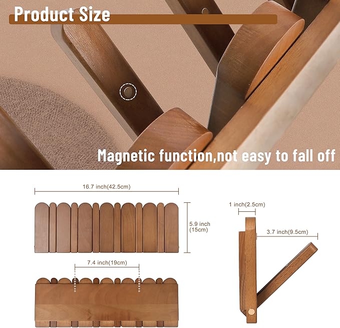 Wall Coat Rack for Entryway: Wooden Modern Heavy Duty 6 Hooks Retractable Wall Mounted for Small Spaces Hallway Bathroom Bedroom for Hanging Jacket Towel Backpack Bag