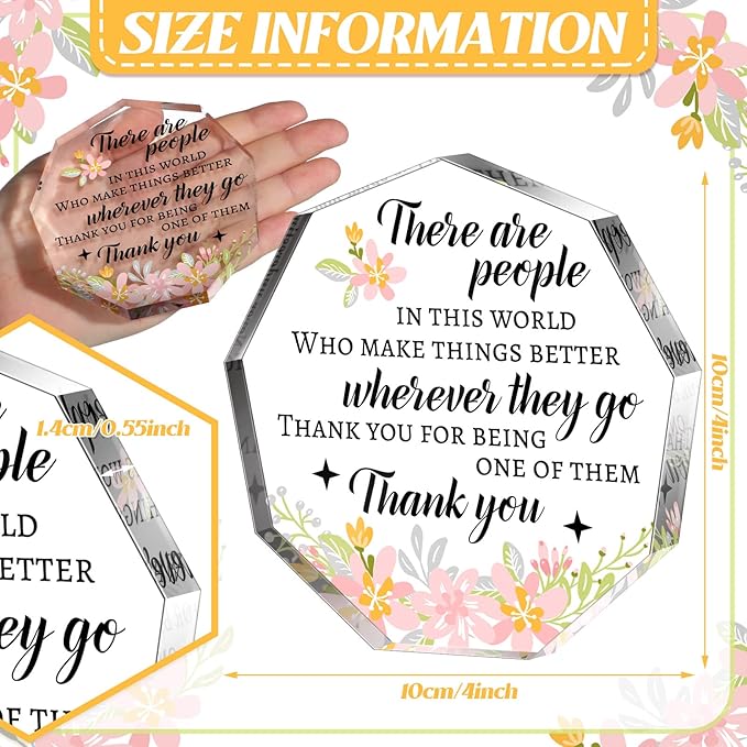 Yinder Thank You Gifts for Women Appreciation Gifts for Coworker Employee Nurse Teacher Leader Boss Inspirational Quotes Acrylic Desk Decor for Home Office Farewell Retirement