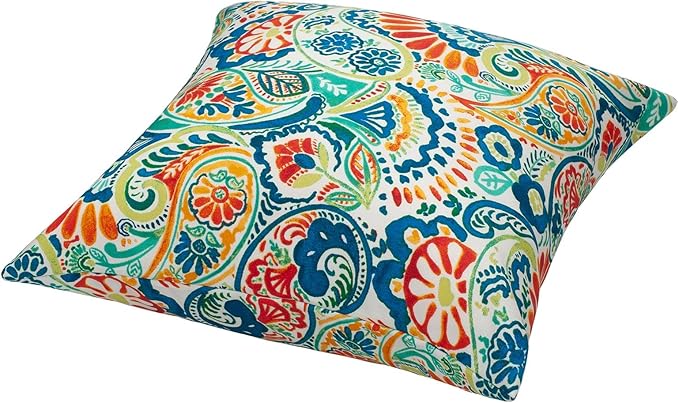Magpie Fabrics Patio Pillow with Insert 18"x18", Set of 2, Fade-Resistant Outdoor Indoor Cushion Decorative Throw Pillow Decoration for Couch Garden Furniture - Paisley Multi