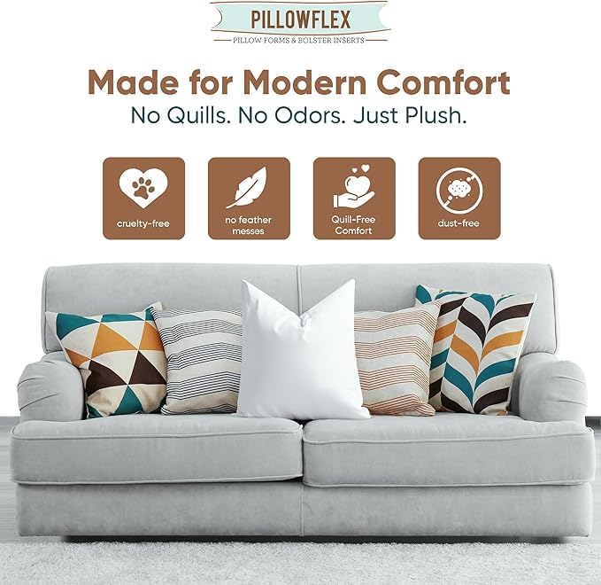 Pillowflex Synthetic Down Pillow Insert - 19x19 Down Alternative, Ultra Soft Throw Pillow, Couch Sham, Bed Sleeping Accent Pillow - 1 Decorative Accent Form