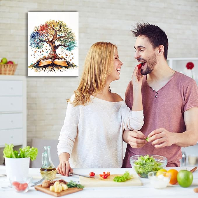 Tree of Life Wall Art - The Bible Religious Canvas Painting, christian gifts for catholic women, christians, Christmas wall decorations, Wall pictures for christians Living Room, Bedroom, Office,baptism,home decor,A-427