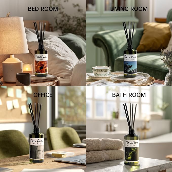 Dark Blue Scent Premium Reed Diffuser Set - 2 Pack, 400ml /14.1 fl.oz Scented Oil with 6 Sticks | Long-Lasting Fragrance for Home & Office | Luxury Gift