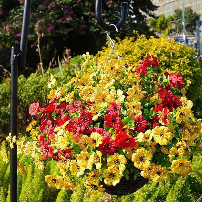 trytuny Artificial Flowers for Outdoor, UV Resistant Fake Silk Flowers, Realistic Faux Plants for Outside Indoor Porch Patio Window Box Planter Home Decor (20, Yellow)