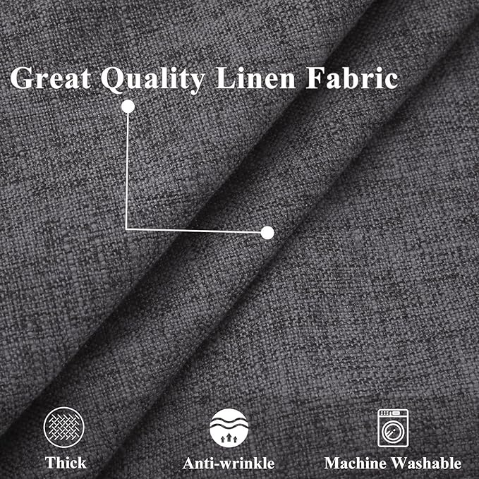 decorUhome Summer Decorative Throw Pillow Covers 22x22 Set of 2 Faux Linen Farmhouse Euro Sham Pillow Covers with Stitched Edge Outdoor Neutral Pillow Covers for Couch Sofa Living Room, Dark Grey