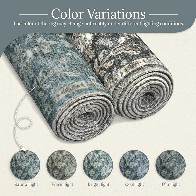 Machine Washable Entryway Small Area Rugs: Soft Non-Slip Low Pile Door Mat Indoor Entrance 2x3 ThrowRug for High-Traffic Areas Kitchen, Hallway, Farmhouse Decor