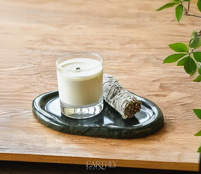 Natural Marble Trinket Tray – 9"x6" Cloud Shaped Decorative Dish for Jewelry, Keys, Perfume, Cosmetics, Vanity, Bathroom, Candle, Kitchen & Countertop | Stone Catchall or Gift (Indian Green)