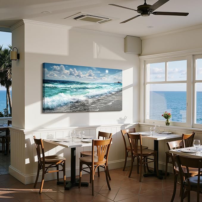 imjiayu Extra Large Wall Art, Beach Wall Decor, Ocean Wall Art for Living Room Bedroom Office Dining Room Home Decor, Coastal Landscape Canvas Paintings, Seascape Pictures Prints Artwork, 29" x 57"