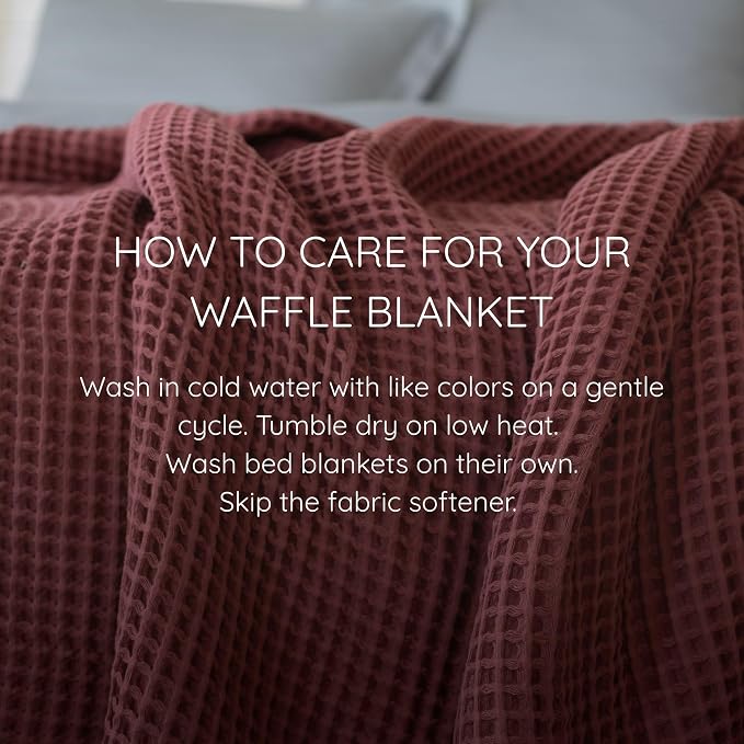 100% Turkish Cotton Waffle Throw Blanket King Size Red - Premium Quality, Light and Airy Waffle Weave All-Season Quilt - Lux Decorative Bedspread (Dark Red, King Size 95" x 110" Inch)