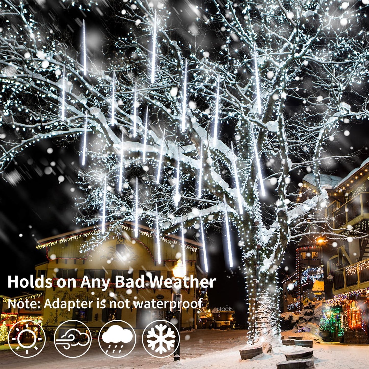 【2 Pack】 Christmas Lights Meteor Shower Rain Lights 20inch, Totally 20 Tube 720 LEDs Icicle Lights Outdoor Raindrop Lights for Xmas Halloween Wedding Party Tree Holiday Decoration, White