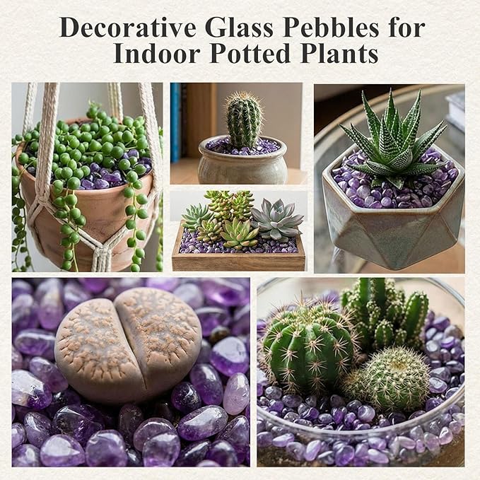JOHOUSE Polished Gem Stones Rocks Crystals 1 Lb/450g Natural Tumbled Stones Amethyst Crystal Chips Bulk for Fish Tank Rocks Gravel, Vase Filler, Plants Decor