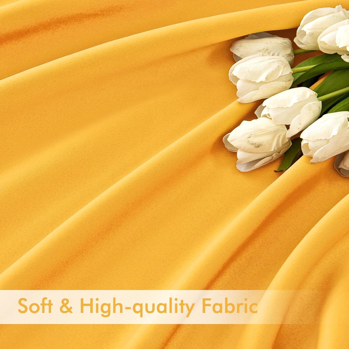 MIULEE Yellow Back Tab Blackout Curtains 102 Inch Long 2 Panels Set for Bedroom, Rod Pocket/Pinch Pleated Thermal Insulated Living Room Darkening Light Blocking Floor to Ceiling Drapes