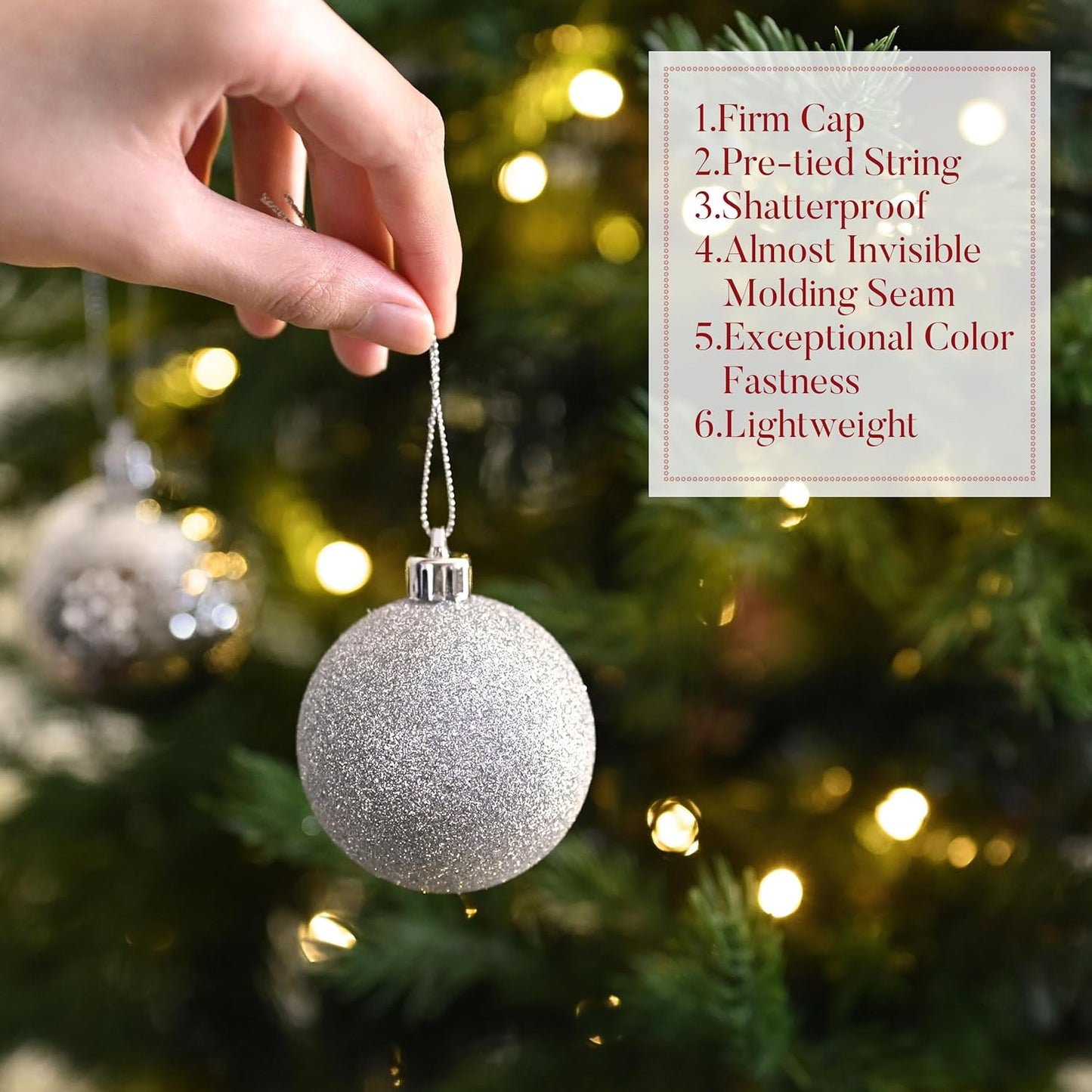 Valery Madelyn Christmas Tree Decorations Ornament Set for Fall Halloween, 50ct 2 Inches Silver Shatterproof Christmas Ball Ornaments Hanging Xmas Holiday Party Decor