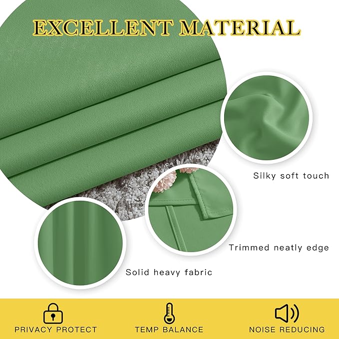 NICETOWN Insulated Blackout Curtains and Drapes - Energy Saving Thermal Insulated Solid Grommet Blackout Draperies for Sliding Glass Door/Patio (1 Pair, W80 x L84, Forest Green)