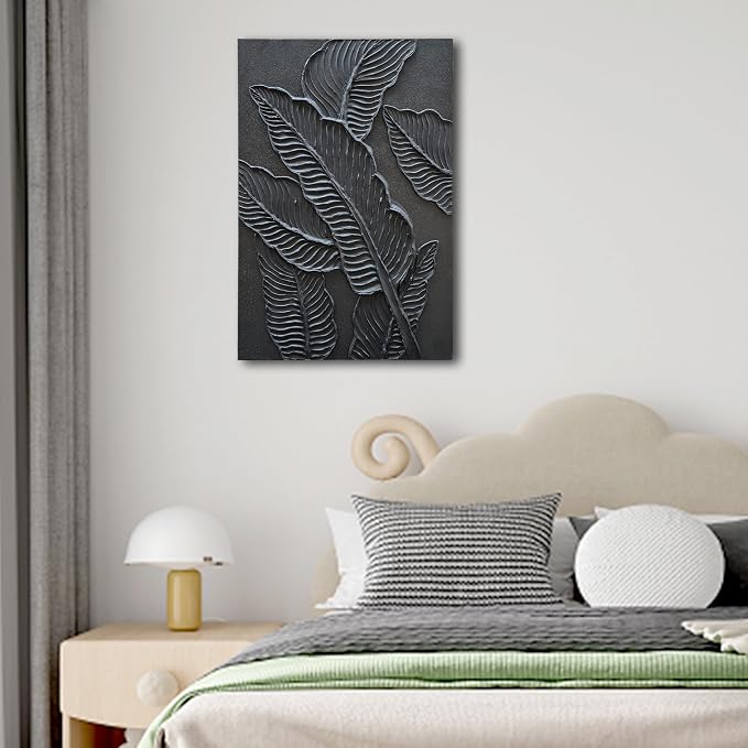 NANKAI Art Hand-Painted Black Thick Textured Art Oil Painting 36x24 inch Contemporary Abstract Art Painter's Living Room Corridor Wall Decoration
