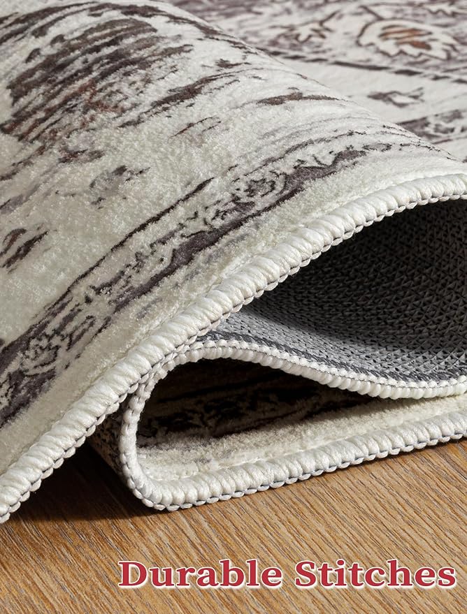 SERISSA Boho Washable Runner Rug, 2x5 Rug Non-Slip Vintage Earth Tone Hallway Kitchen Runner Rug Ultra Soft Print Distressed Floor Carpet for Bedroom Bathroom Laundry Room