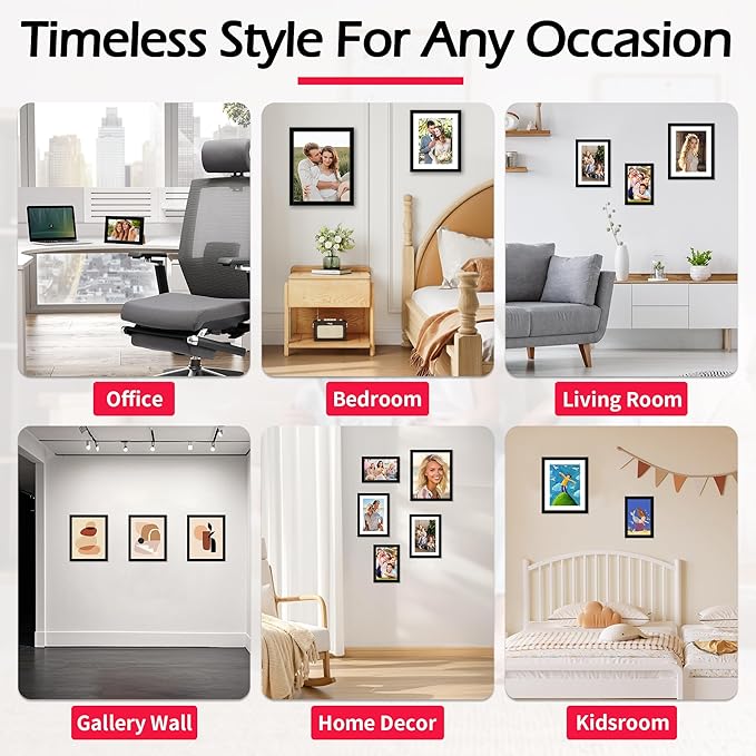 5x7 Picture Frame 2 Pack, Black Picture Frames for Wall or Tabletop Display, Fits Pictures 4x6 with Mat or 5x7 Without Mat, Poster Photo Frame with Plexiglass for Gallery Home Wall Decor