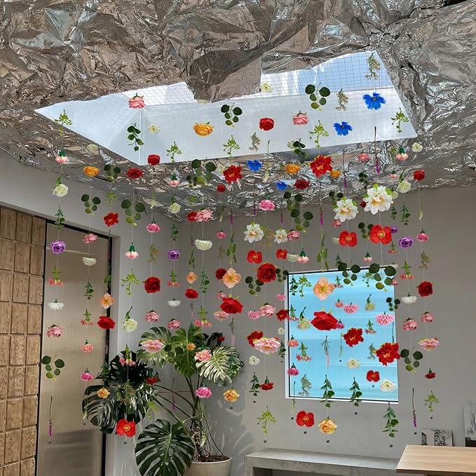 Suncalla 12 Pcs 70.8 ft Flower Garlands Hanging Artificial Wildflower Vine Decor from Ceiling Floating Floral Backdrop Silk Fake Flower Garland for Wedding Home Garden Wall Arch(Floral)
