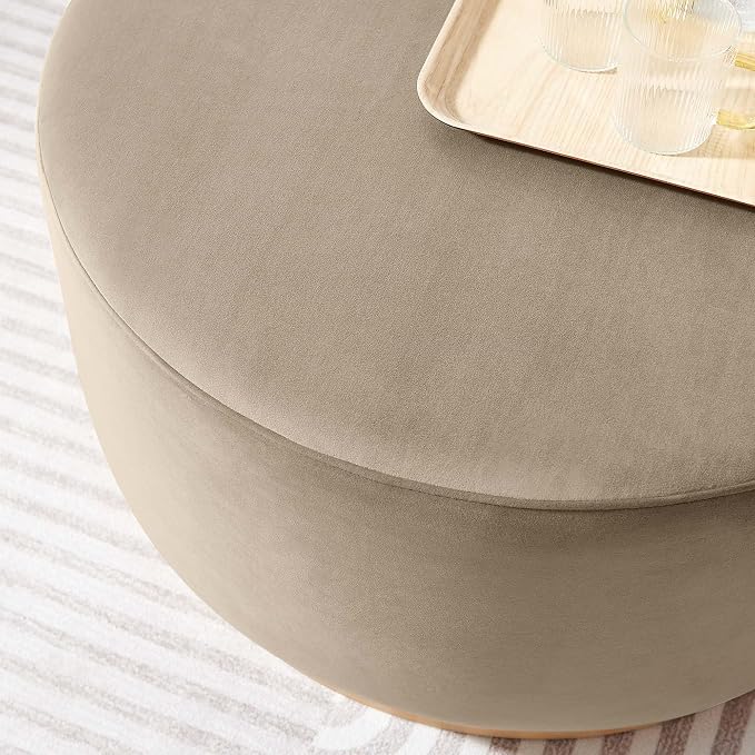 Modway Large 29" Round Performance Velvet Upholstered Upholstered Ottoman