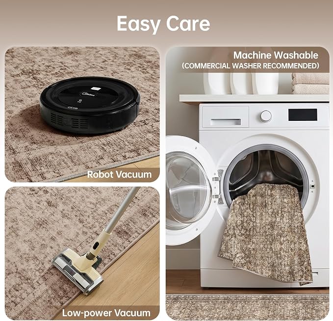 Sasttie Round Rugs 6ft, Ultra-Soft Washable Circle Rug, Low Pile Foldable Thin rugs with Non-Slip Backing, Skin-Friendly Stain Resistant Carpet for Living Room, Bedroom, Kitchen, Dorm, 6ft, Dark Brown