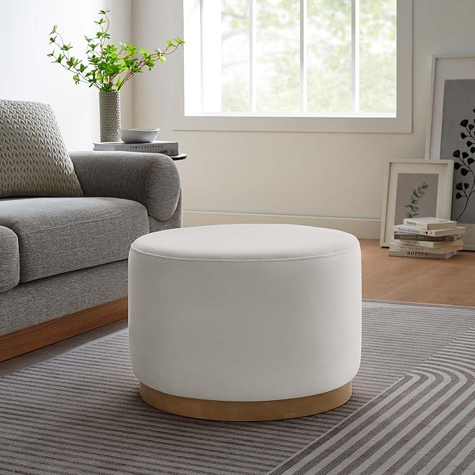 Modway Large 23" Round Performance Velvet Upholstered Upholstered Ottoman
