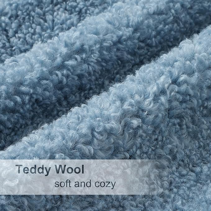 decorUhome Pack of 2 Throw Pillow Covers 20x20 Inch, Faux Fur Decorative Sherpa Pillow Covers Fuzzy Accent Soft Sheepskin Fleece Pillow Cases for Couch Living Room Bed, Light Blue